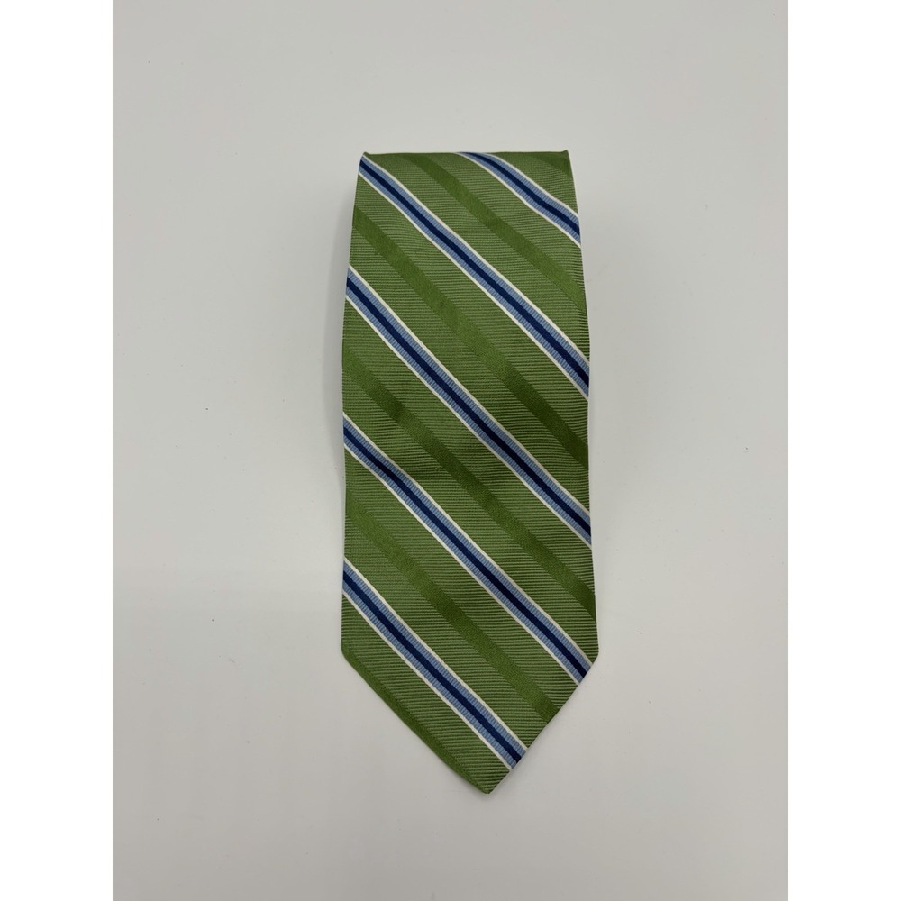 Brooks Brothers 346 Silk Tie Repp Striped Easter Green Blue Italian USA Made 58"